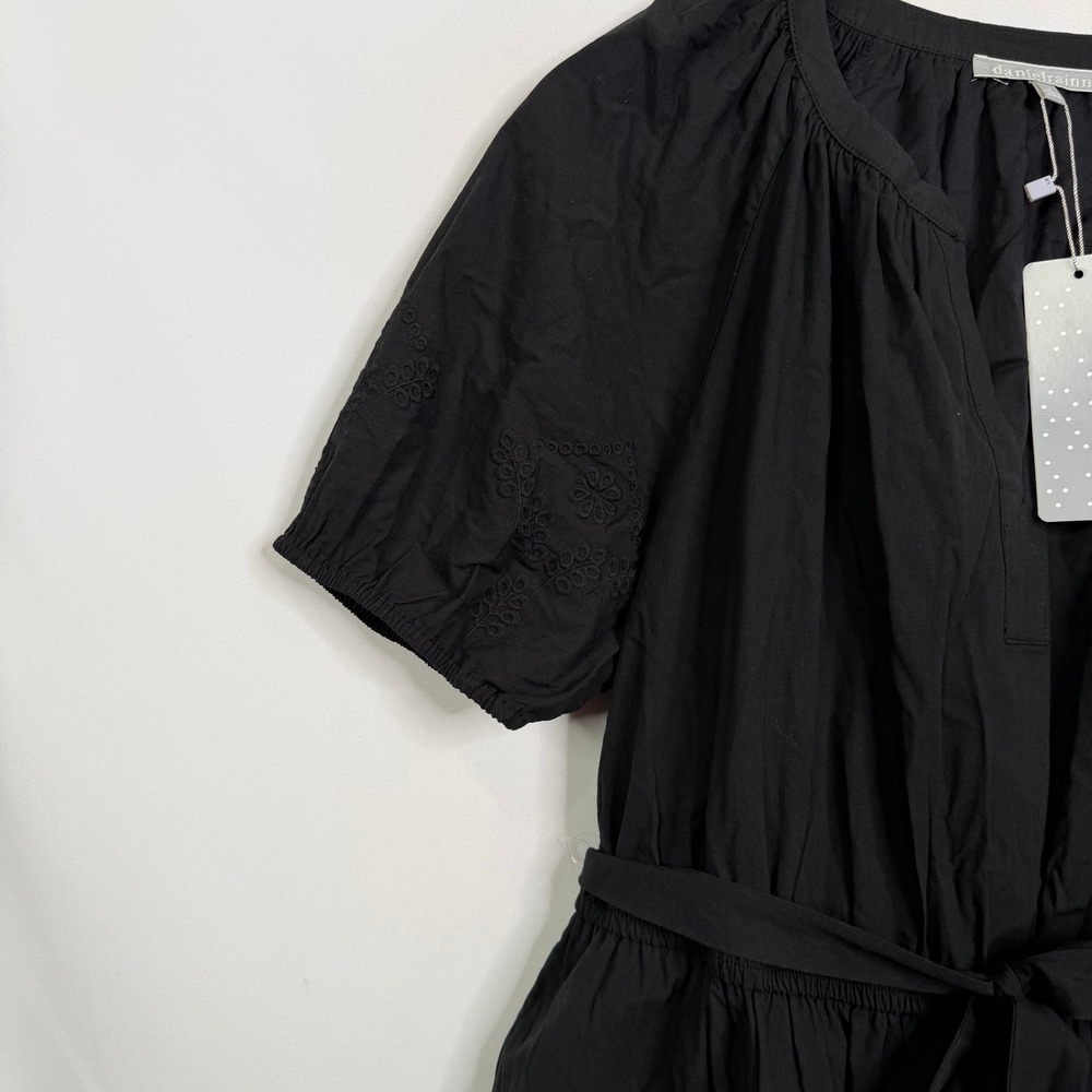 Daniel Rainn Puff Sleeve Maxi Dress Black Eyelet Cotton 1X NWT - Picture 7 of 9